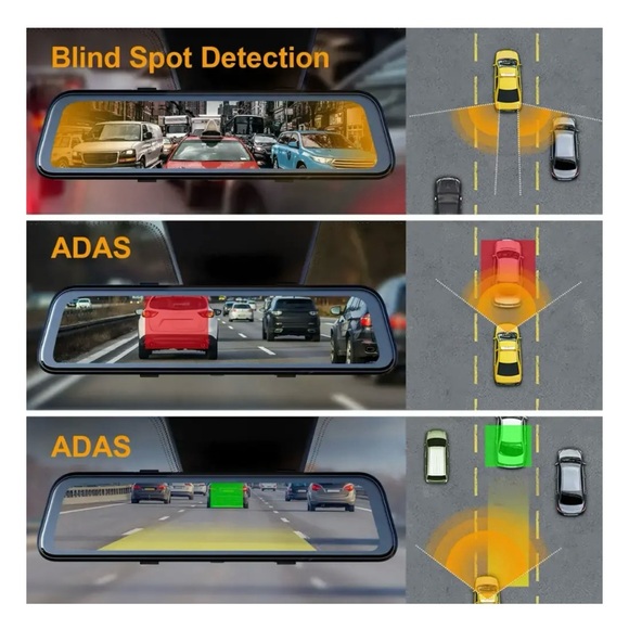 Rexing - M2 2K Front and Rear Mirror Dash Cam with Smart BSD ADAS GPS - Black - Picture 4 of 10